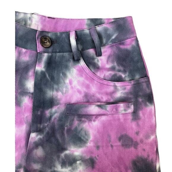 New Kendall & Kylie Purple Blue Tie Dye High Waisted Shorts XS - Picture 2 of 6